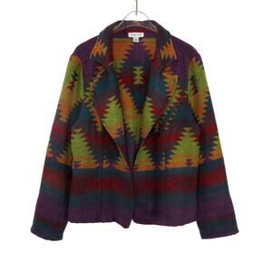 Vintage Coldwater Creek Multicolor Rainbow Tribal Boho Southwestern Jacket Large